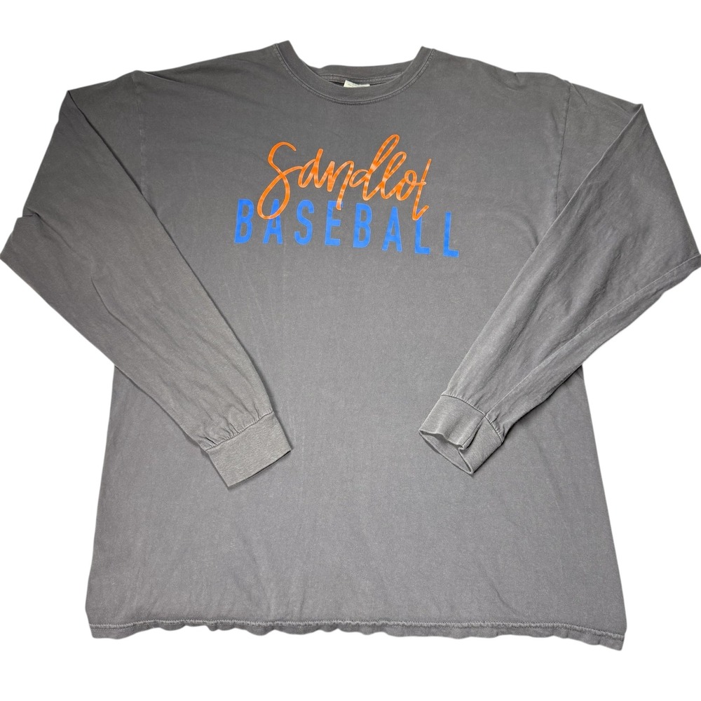 Sandlot Baseball Long Sleeve T-Shirt Mens XL Gray Comfort Colors Movie Fans - Picture 1 of 10